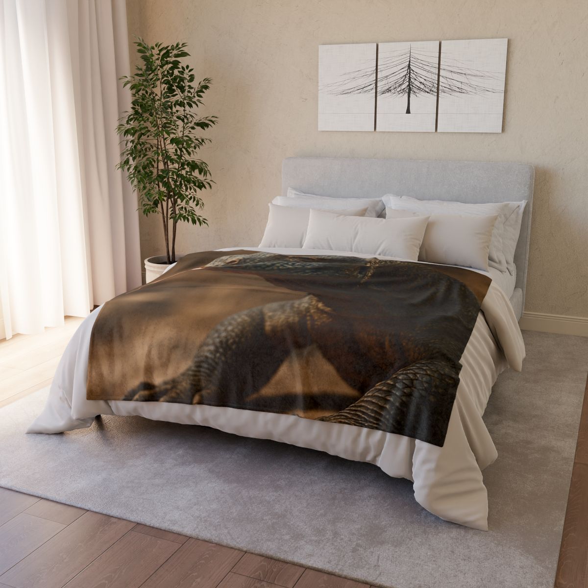 Ancient Sentinel Komodo Dragon personalized cozy blankets