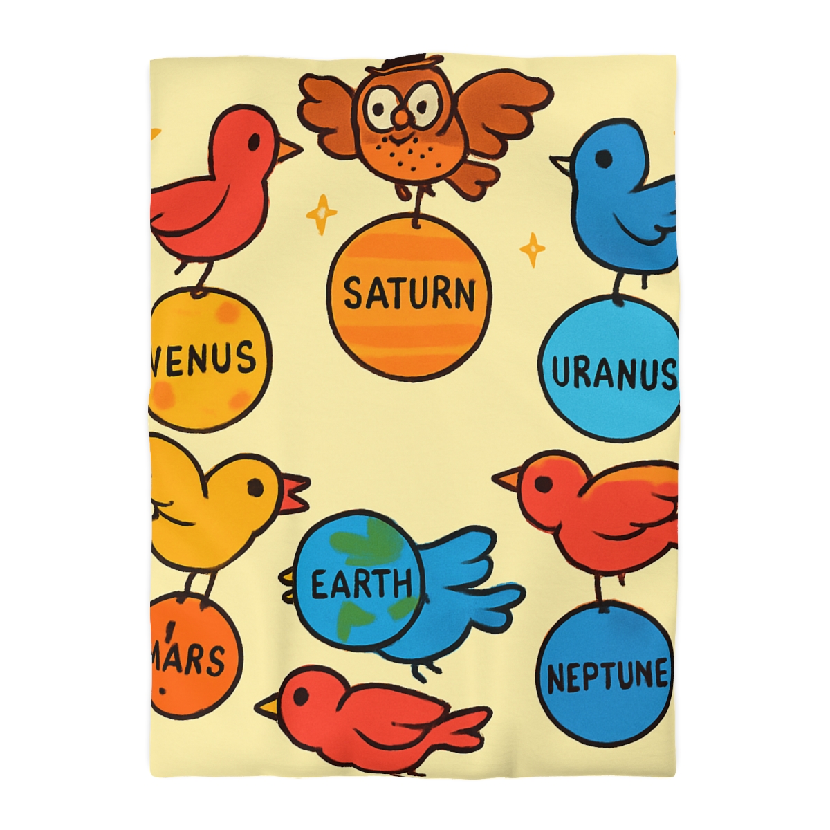 Solar System Circus Of Birds unique patterned duvets