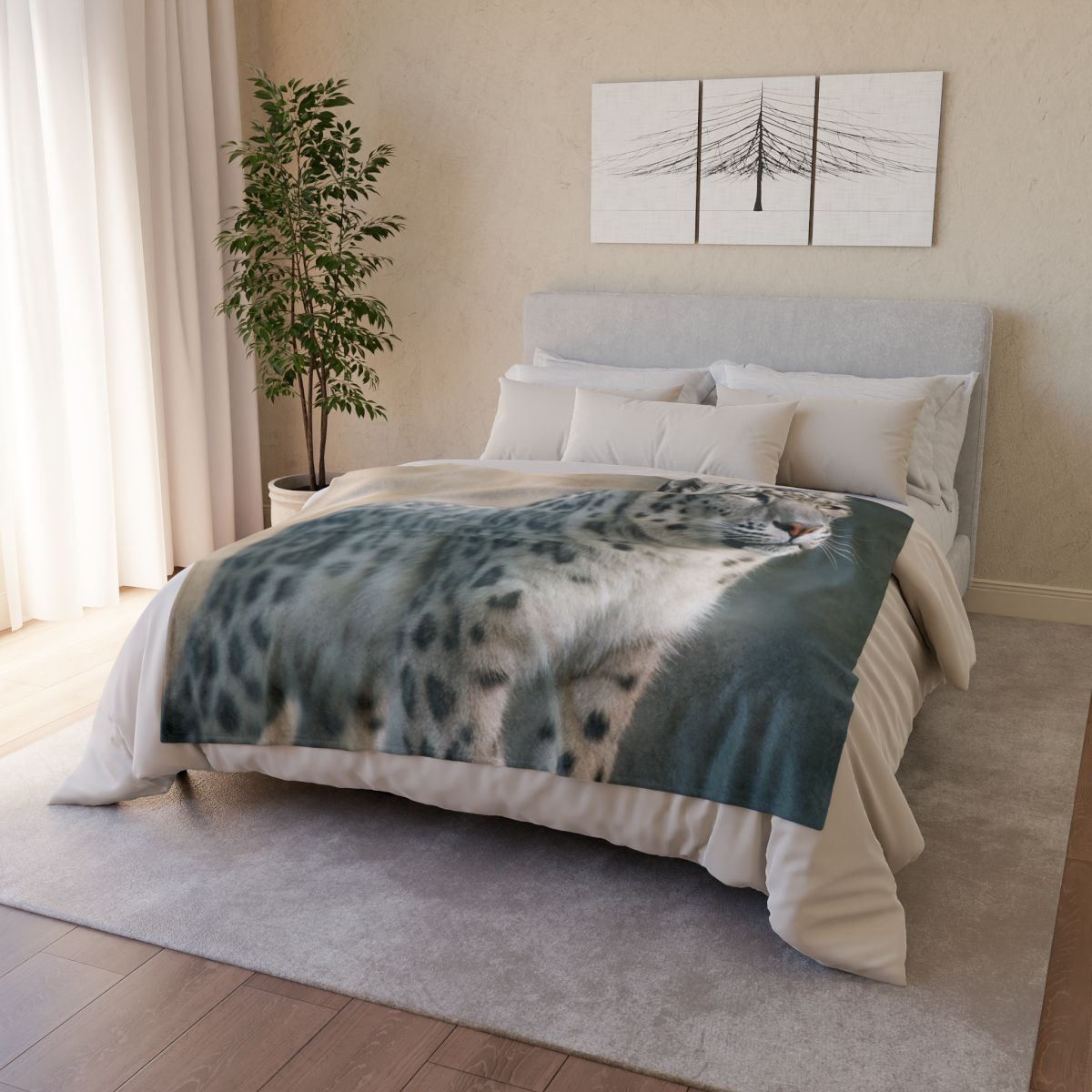 Mist Veil Snow Leopard trendy patterned blankets