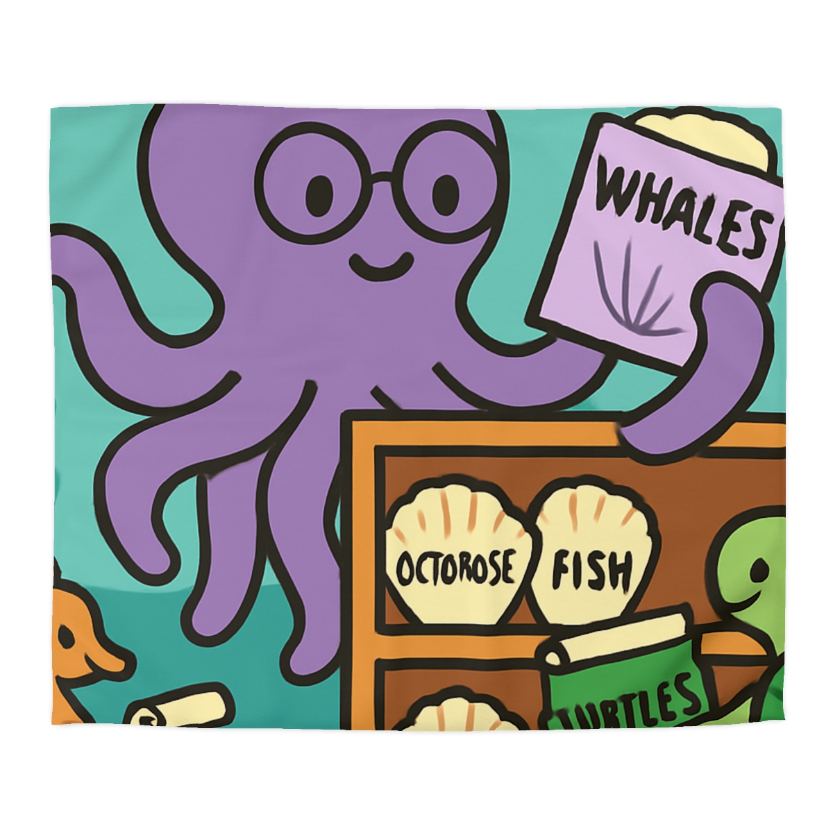 Undersea Library Of The Curious Octopus duvets for gifts