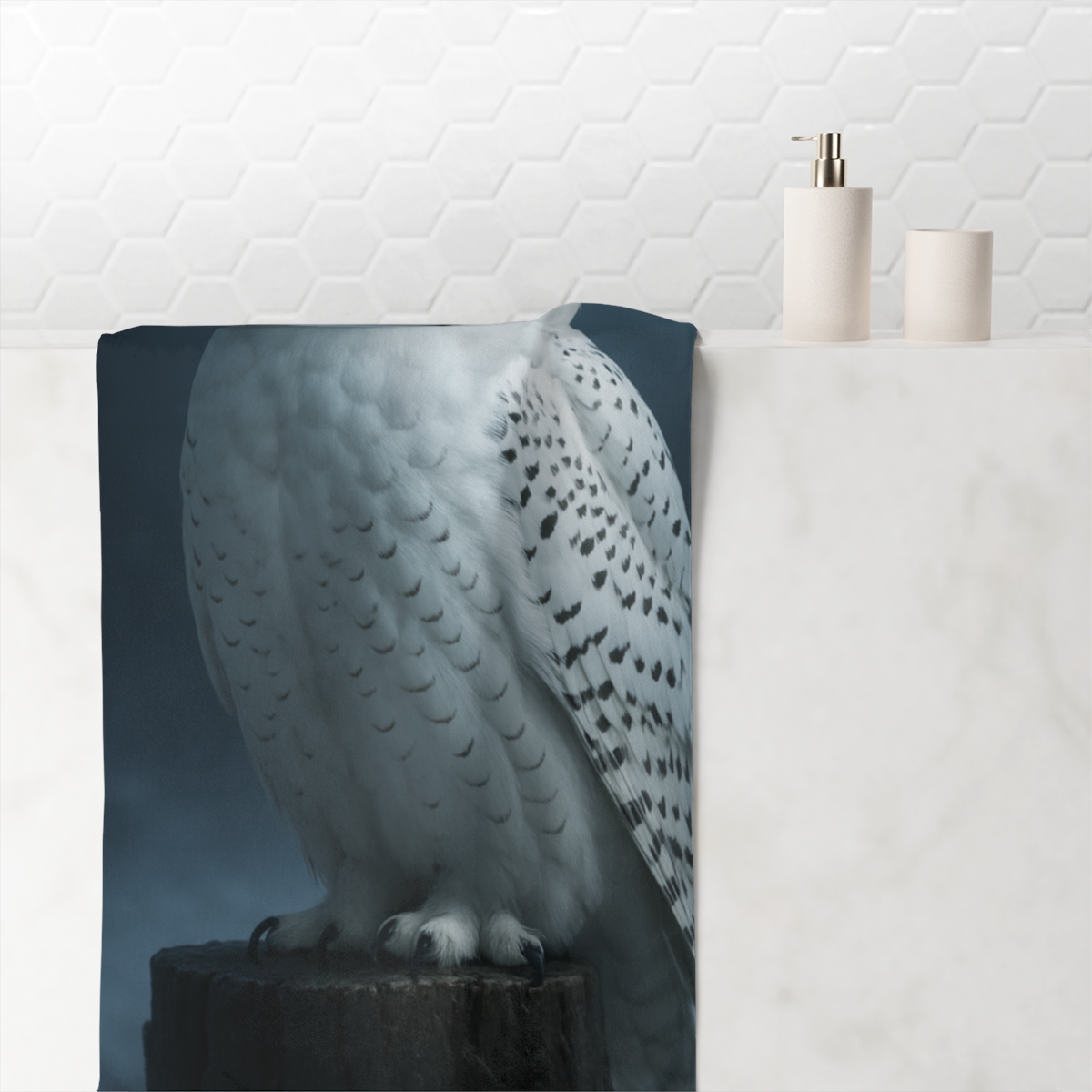 Midnight Watch Snowy Owl decorative home towelscustom towels