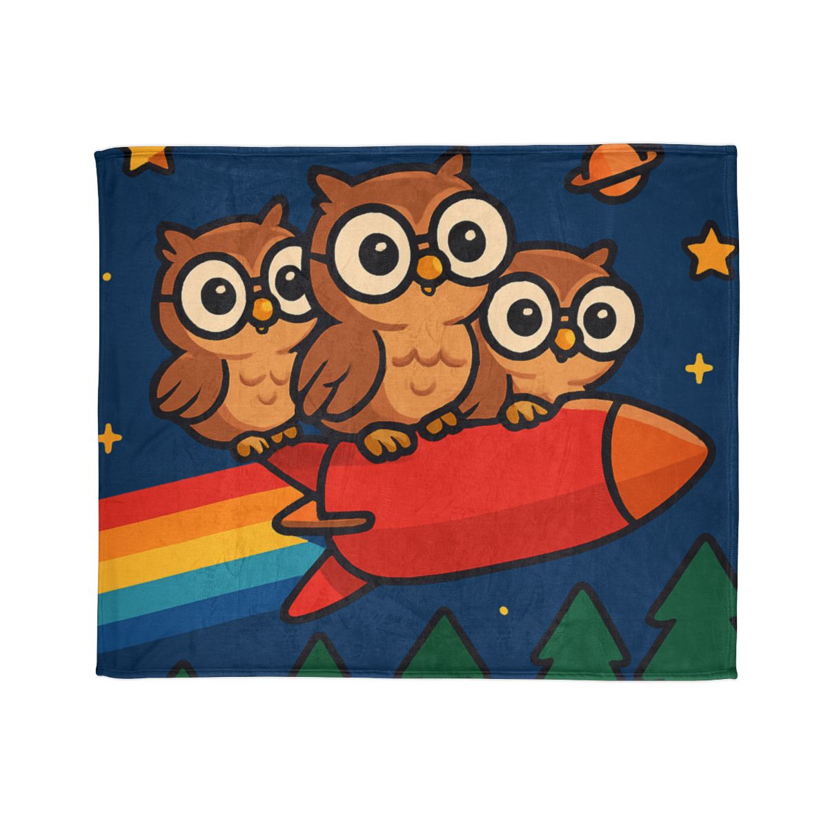 Rocket Riding Forest Owls warm winter blankets