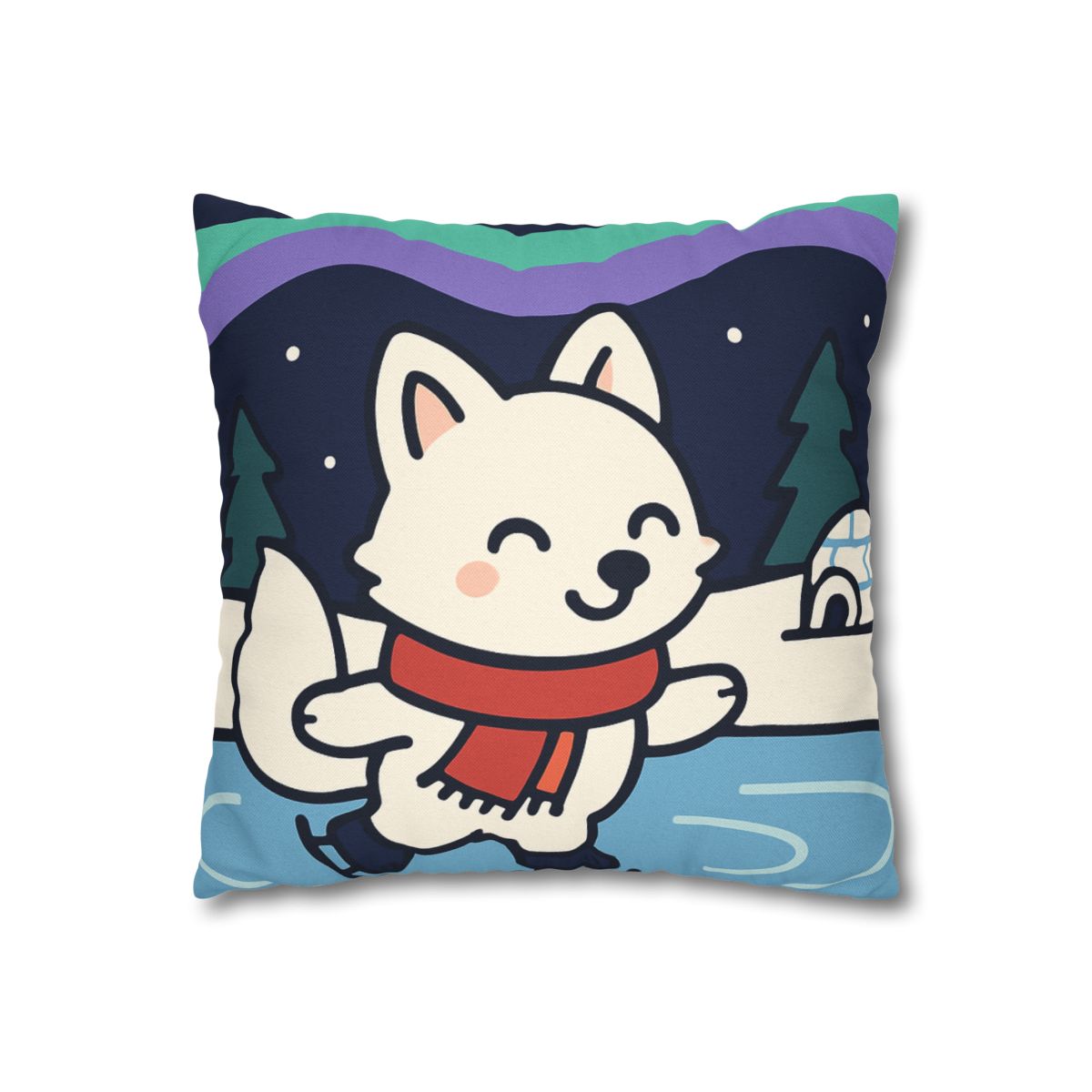Aurora Snow Fox Skate Night trendy patterned pillow cases