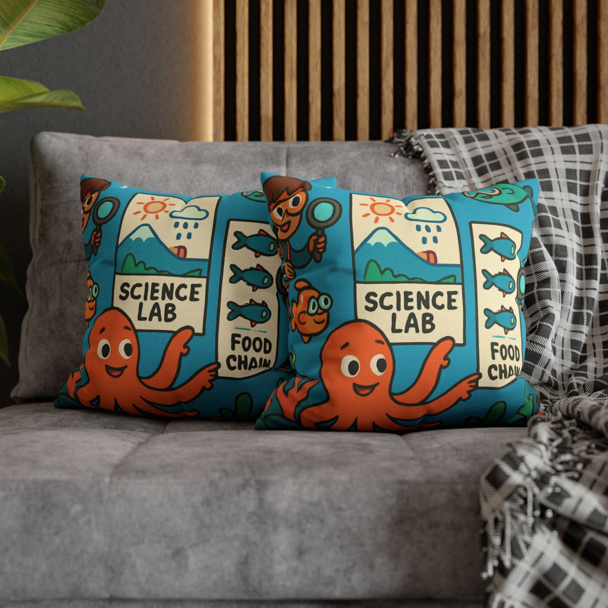 Underwater Science Lab Reef custom pillow cases