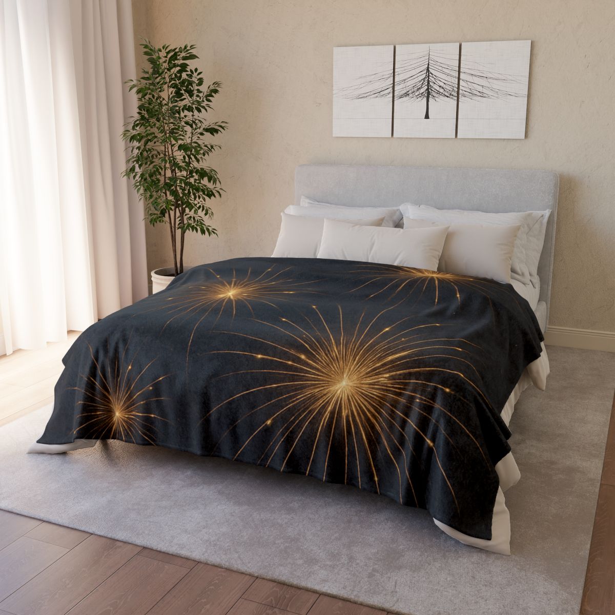 Starburst Silk Field designer printed blankets