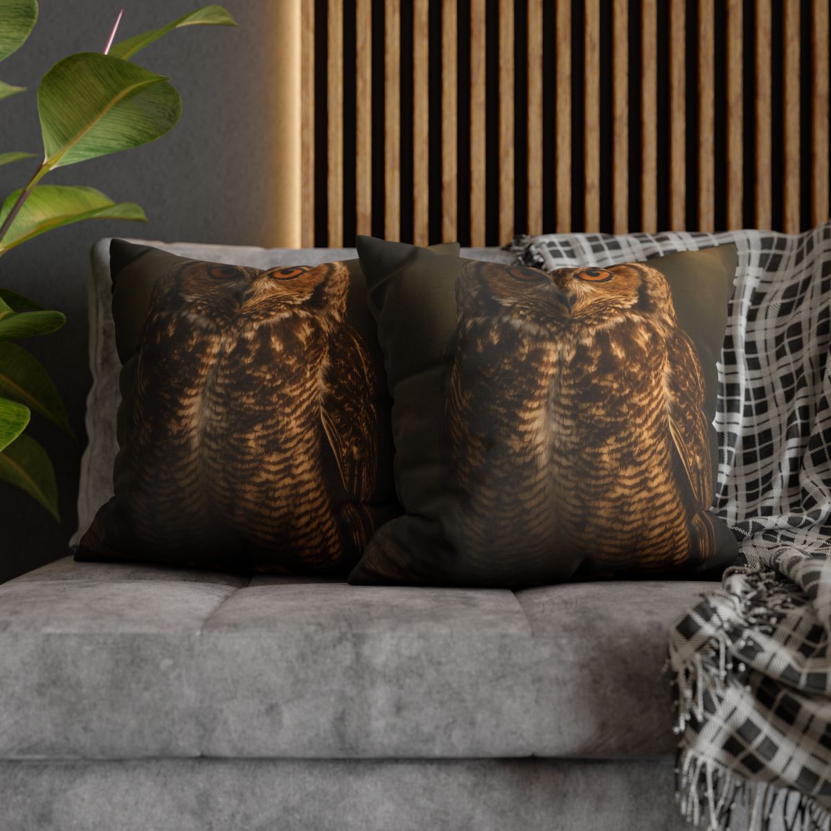 Nebula Gaze Great Horned Owl designer print pillow cases