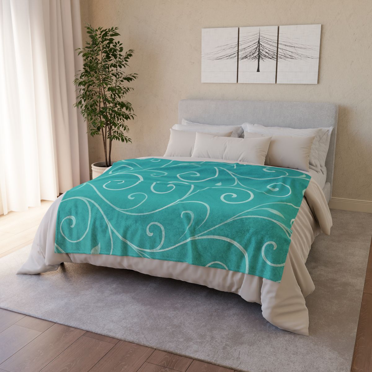 Vine Curl Wave Mesh designer printed blankets