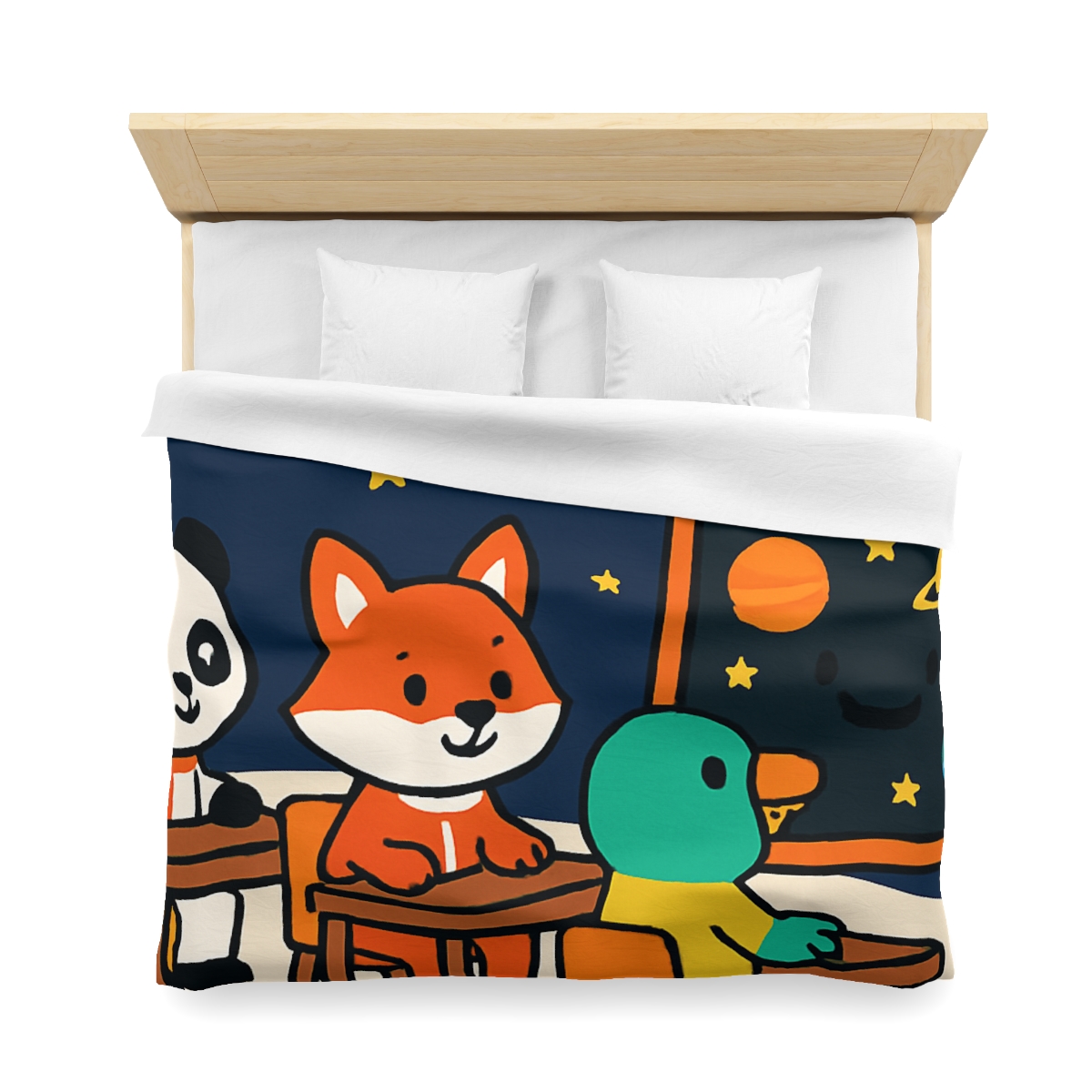 Space School For Curious Critters designer printed duvets