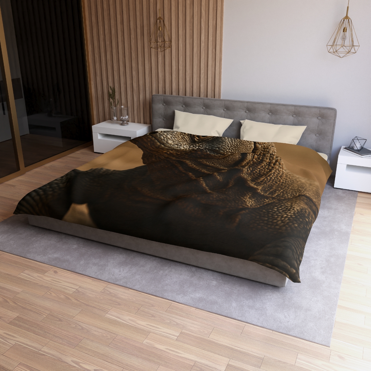 Ancient Sentinel Komodo Dragon designer printed duvets