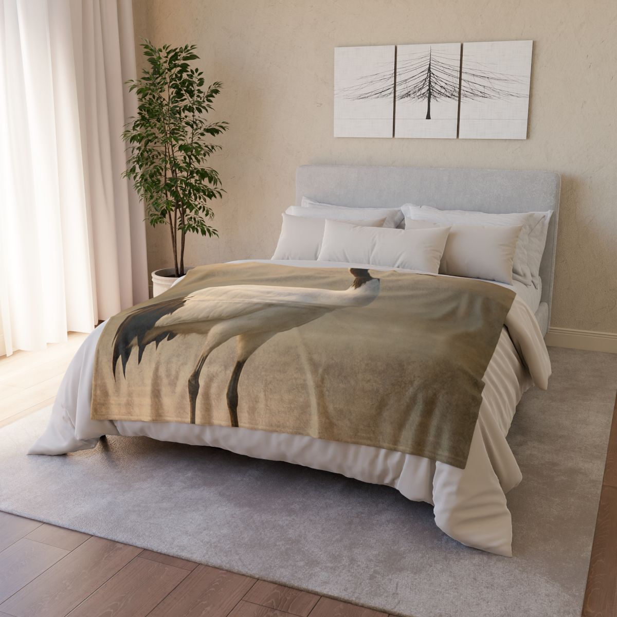 Dawn Balance Red Crowned Crane stylish throw blankets