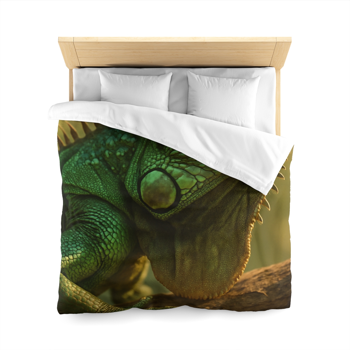 Sunlit Armor Green Iguana soft comforter duvets