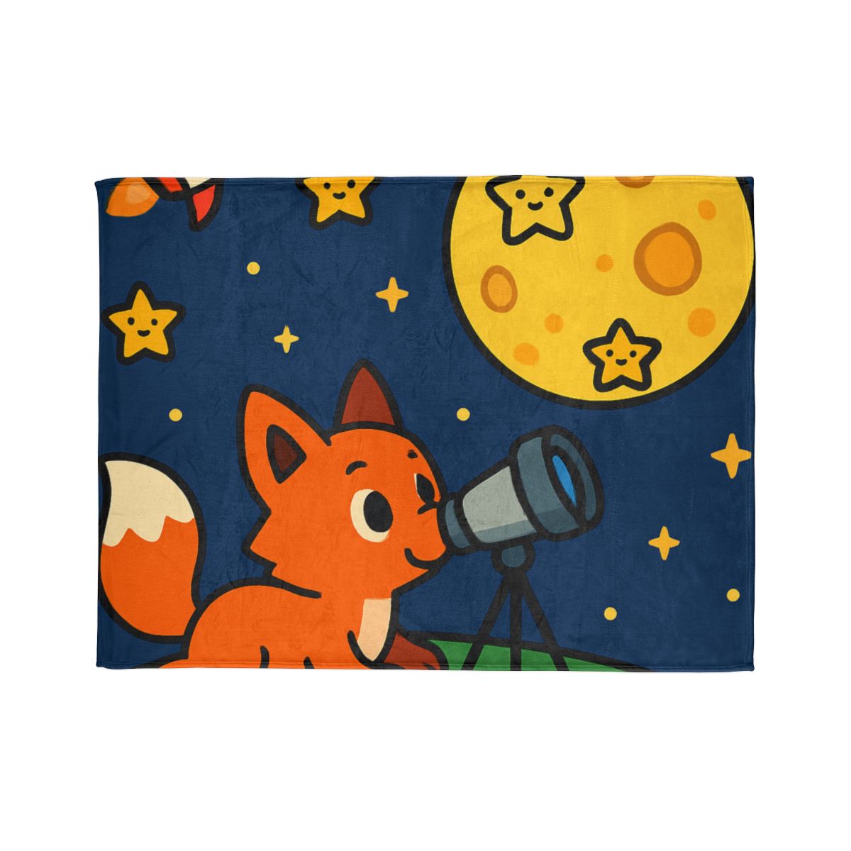 Stargazer Fox In The Moon Meadow personalized cozy blankets