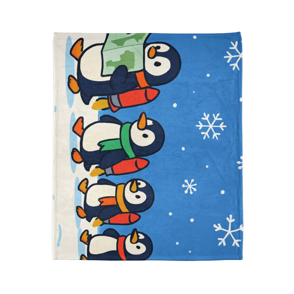 Rocket Penguin Parade personalized cozy blankets