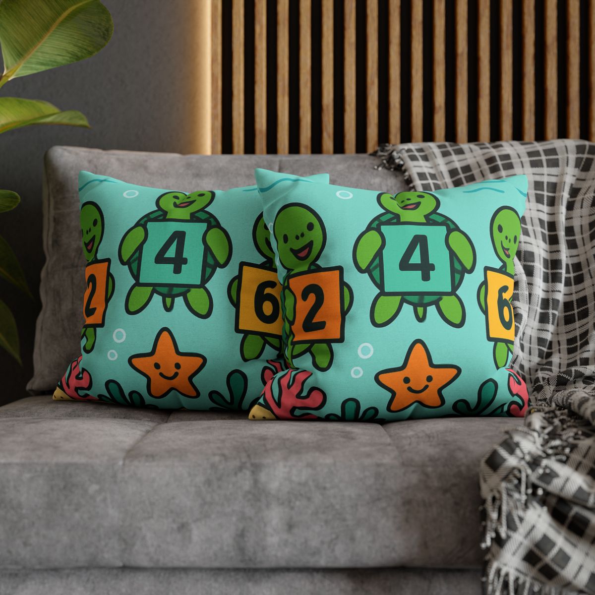 Coral Reef Math Parade Of Sea Turtles soft cotton pillow cases