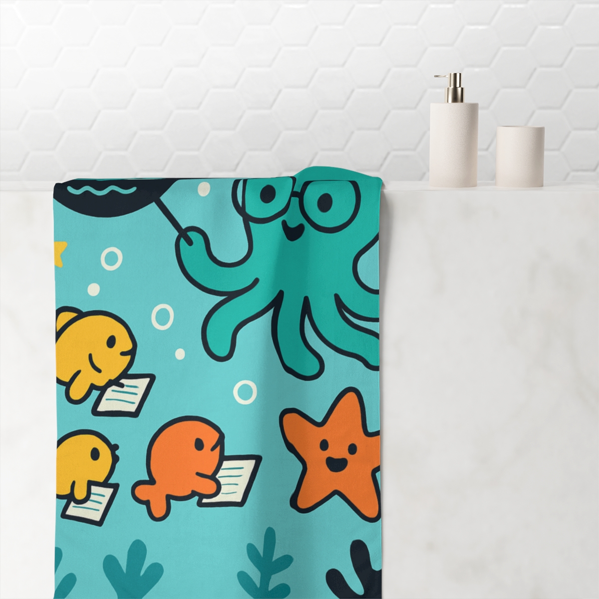 Comet Classroom Octopus personalized bath towels