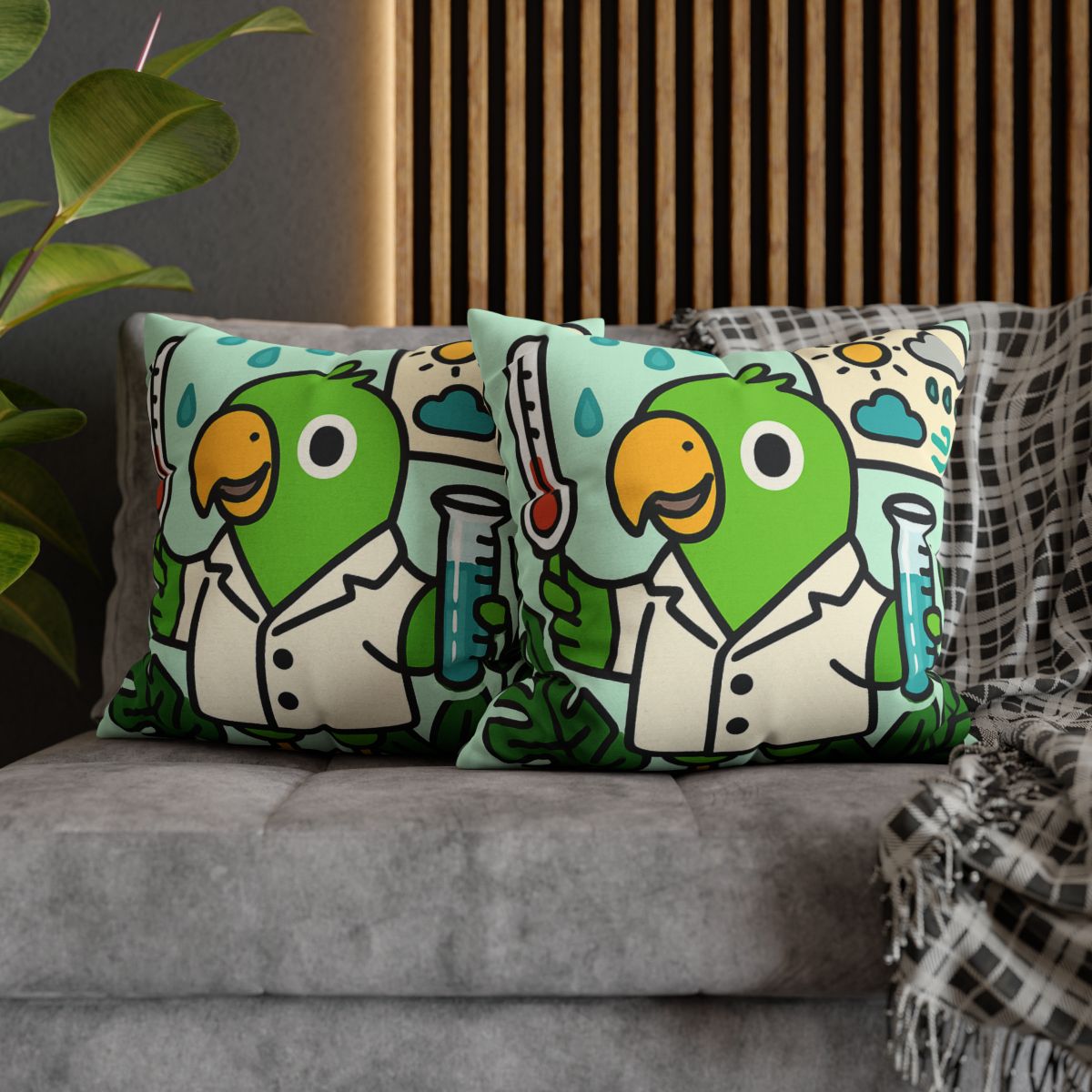 Rainforest Weather Lab With Parrot Scientist stylish decorative pillowcases