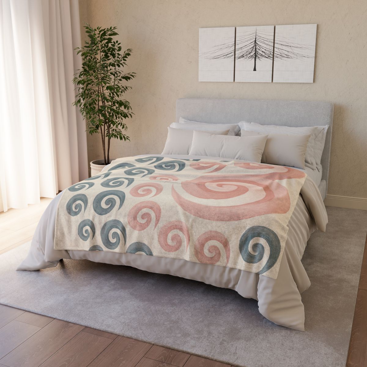 Curling Bud Spiral personalized cozy blankets