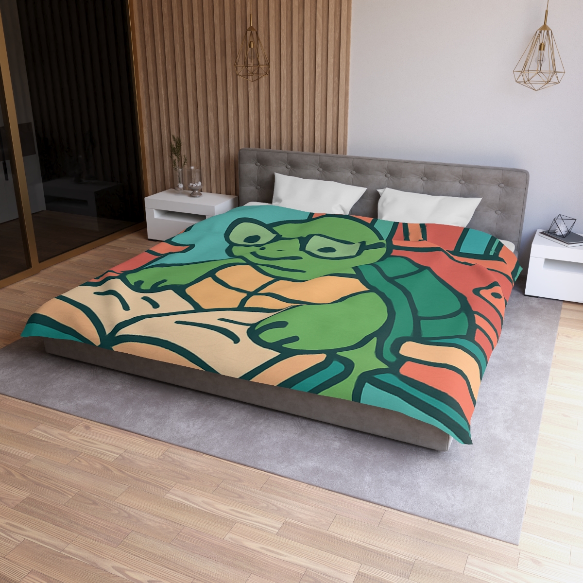 Underwater Library With Bookish Turtle designer printed duvets