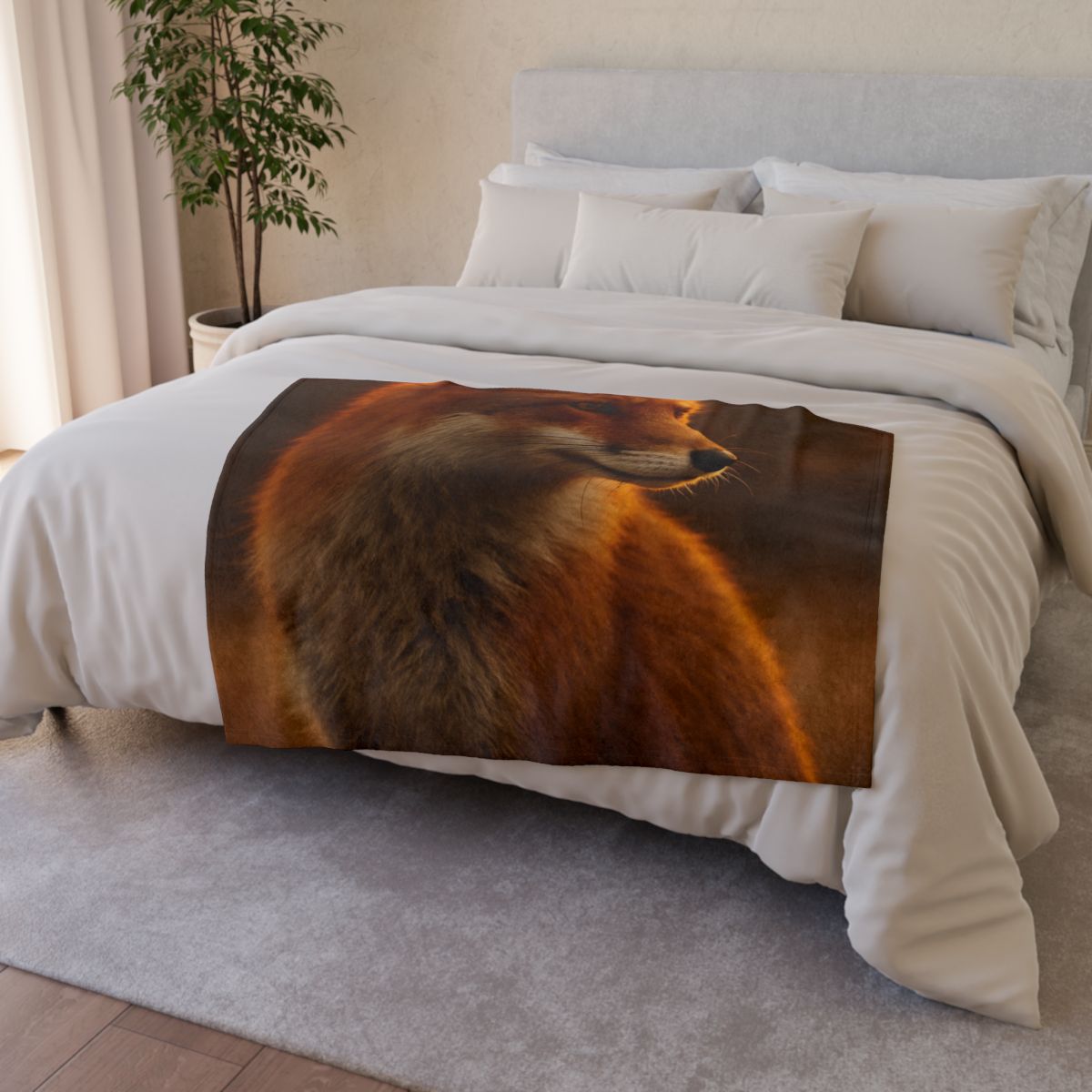 Crimson Whisper Red Fox decorative home blankets