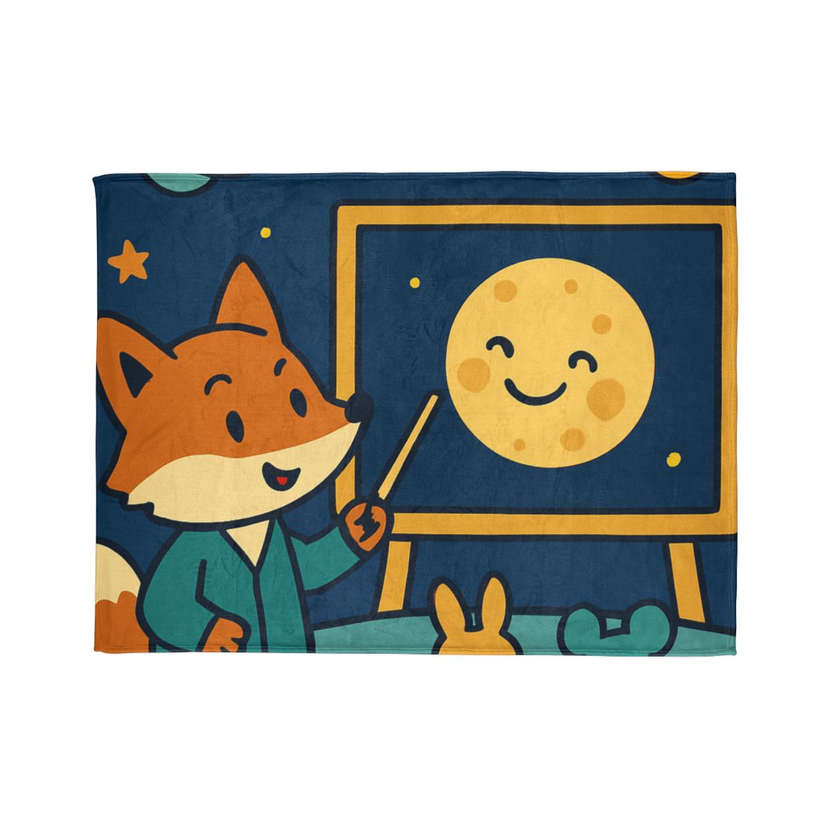 Stargazing Fox And Moon Classroom soft fleece blankets