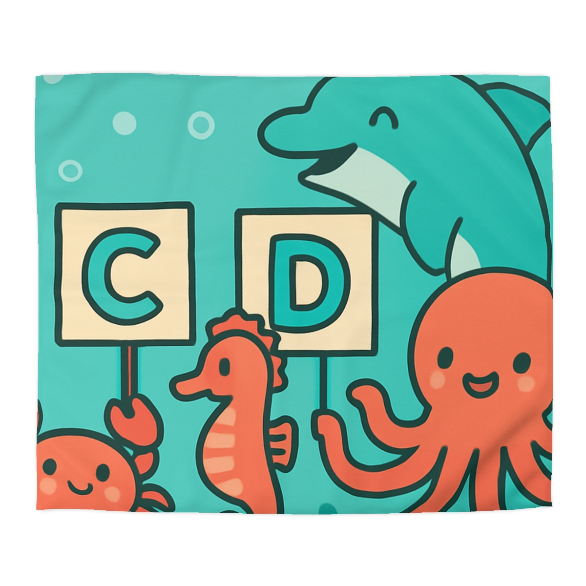 Coral Reef Alphabet Parade designer printed duvets