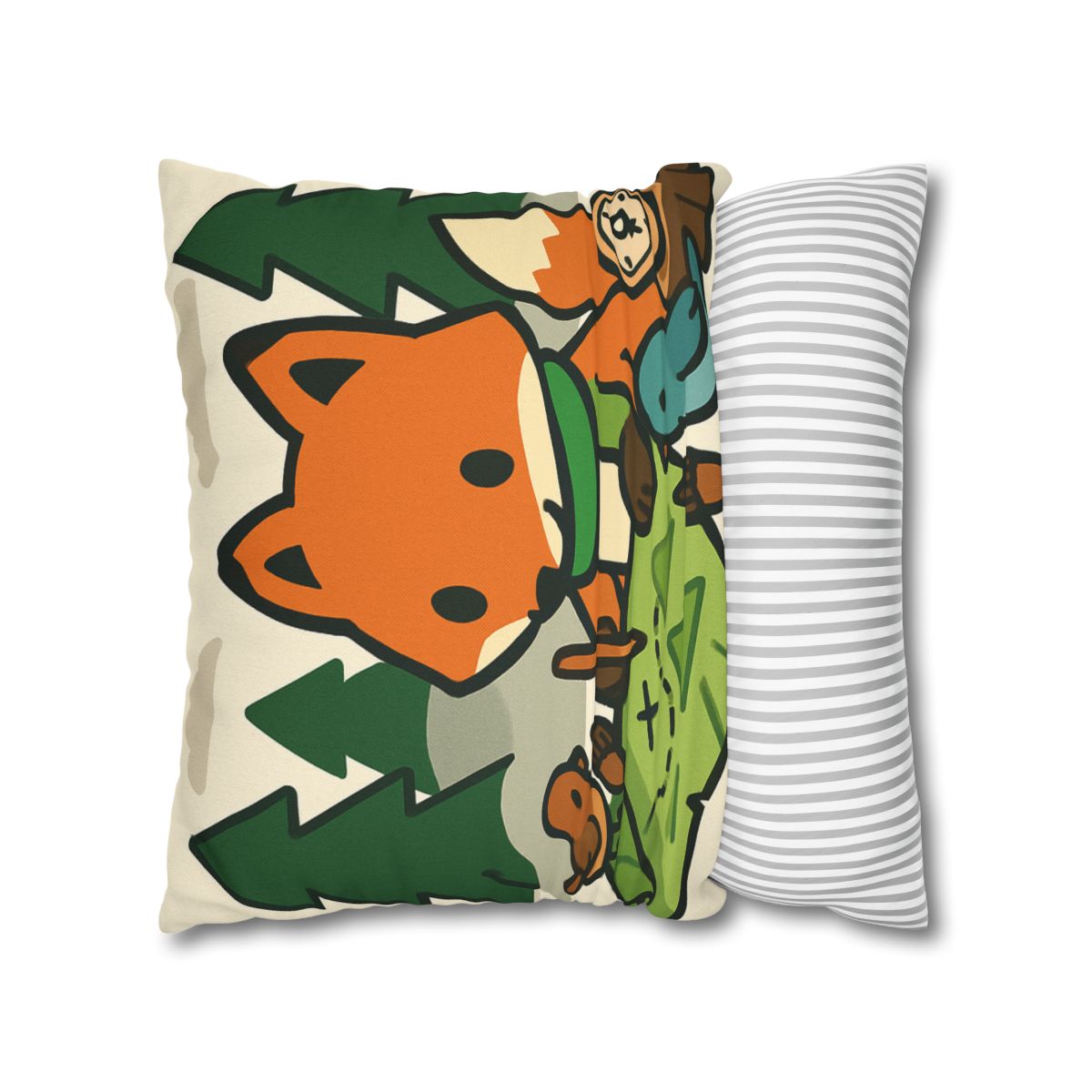The Map Making Fox In Misty Pines designer print pillow cases
