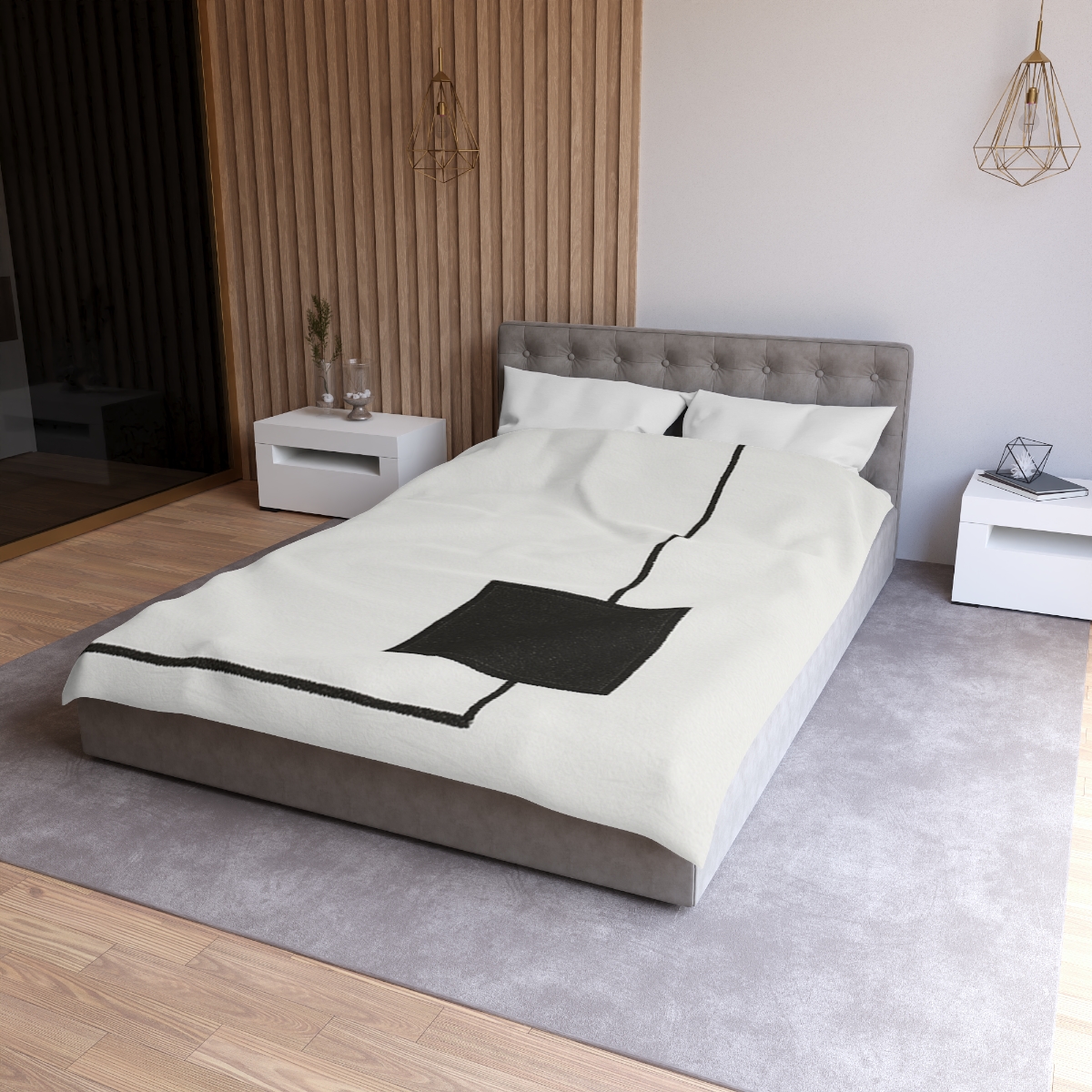 Offset Frame And Inner Square Pause personalized bedding duvets