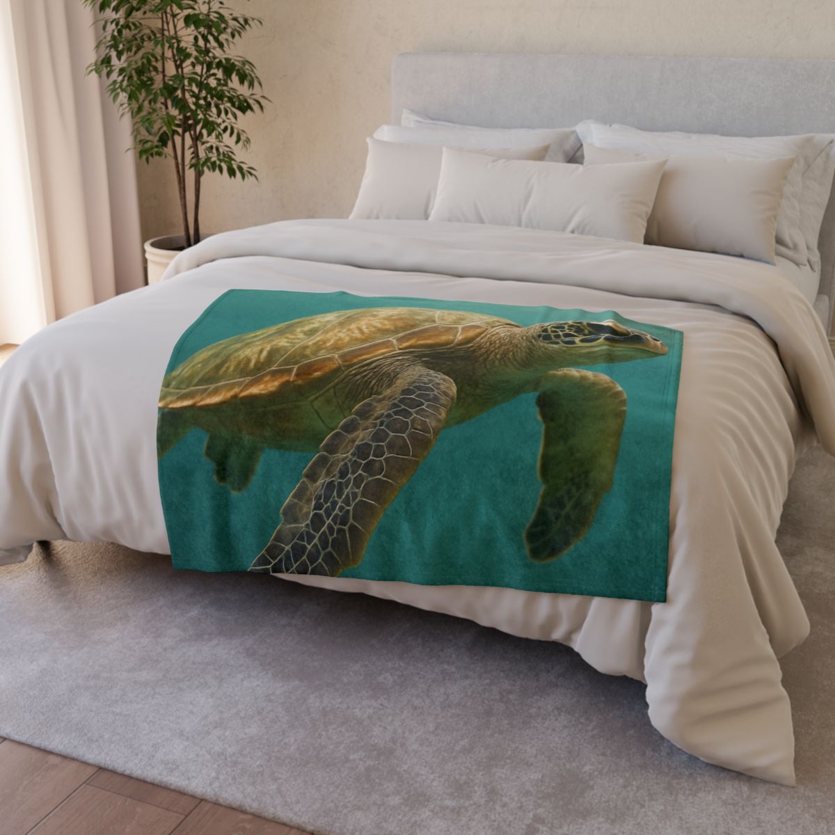 Amber Stillness Green Sea Turtle trendy patterned blankets