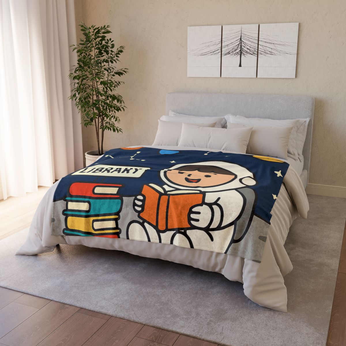 Galaxy Library On The Moon warm winter blankets