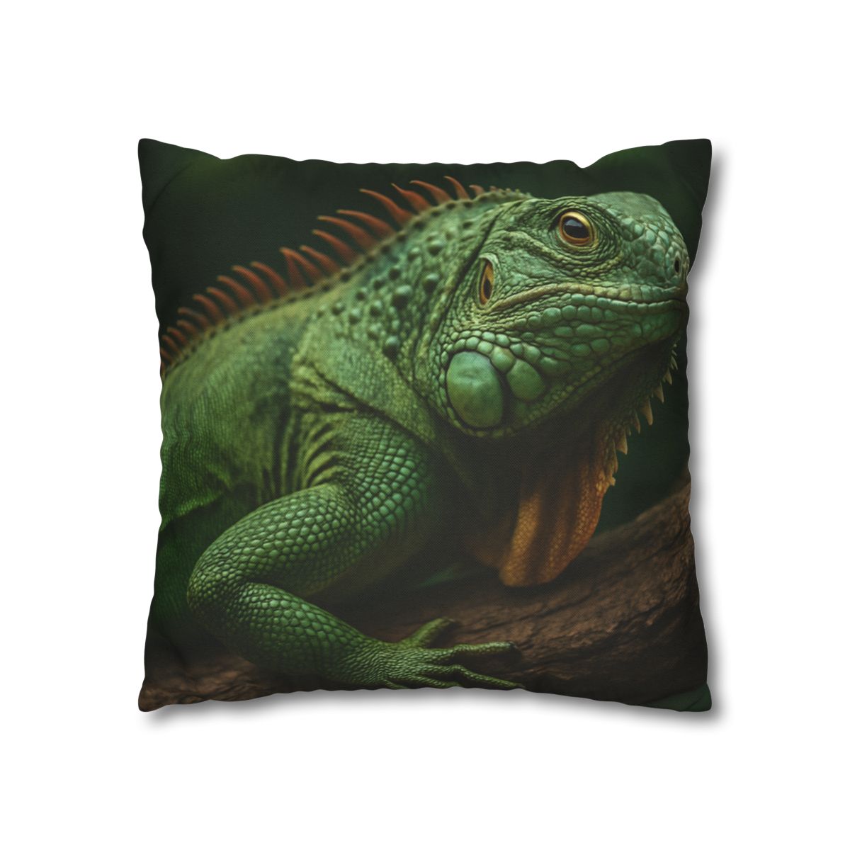 Sunlit Perch Green Iguana designer print pillow cases