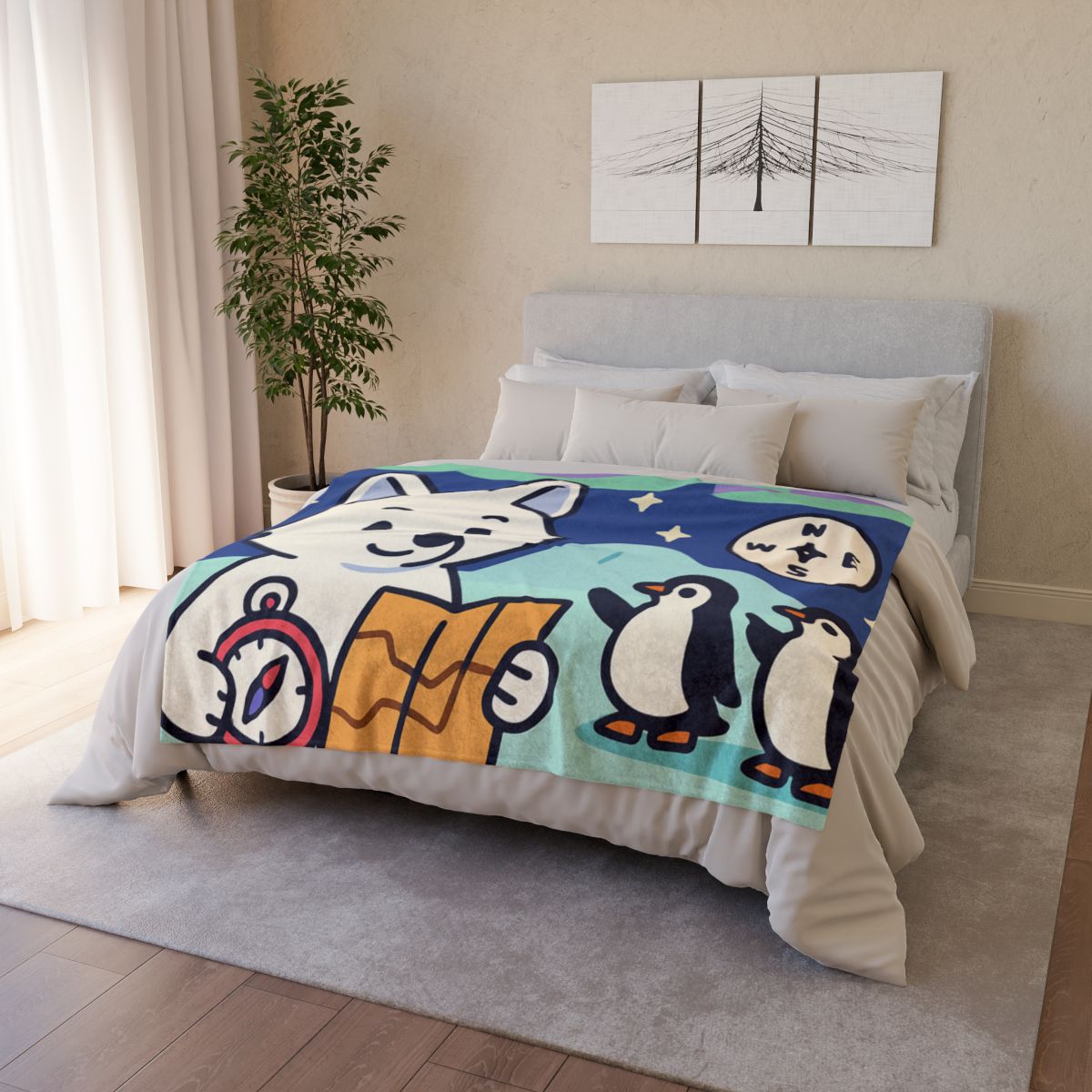 Aurora Fox And The Magnetic Map unique gift blankets