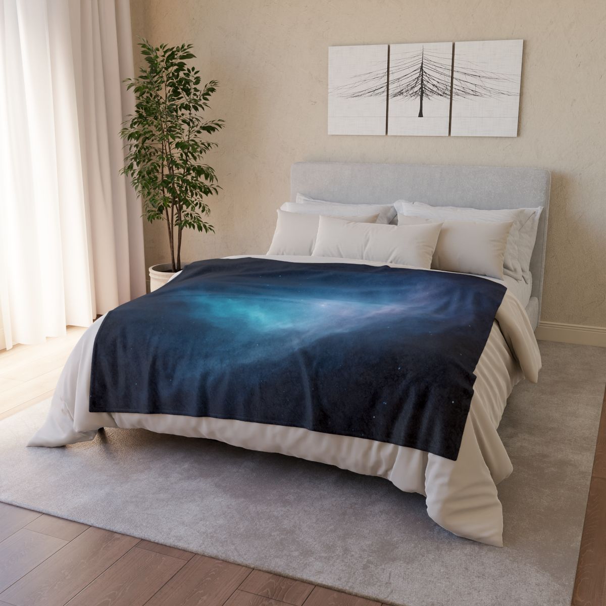 Luminous Void Tidal Bloom designer printed blankets