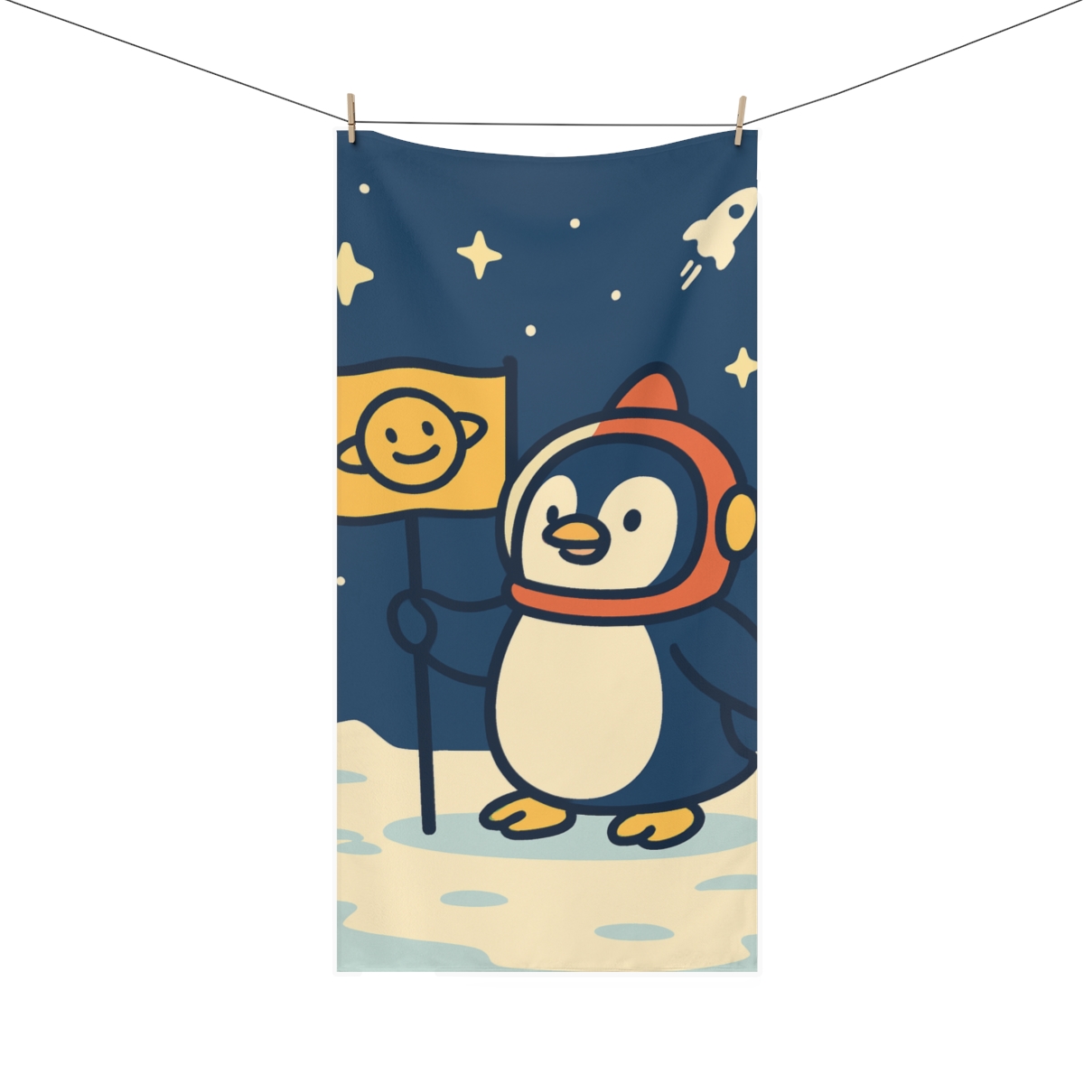 Rocket Penguin Patrol personalized bath towels