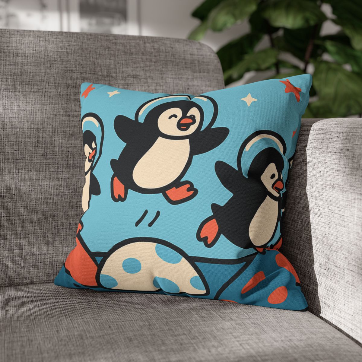 Planet Hopper Penguins trendy patterned pillow cases