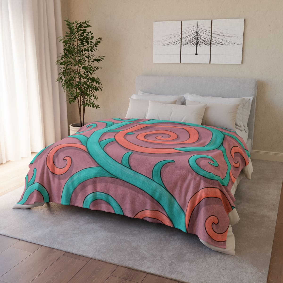 Tendril Spiral Mosaic decorative home blankets