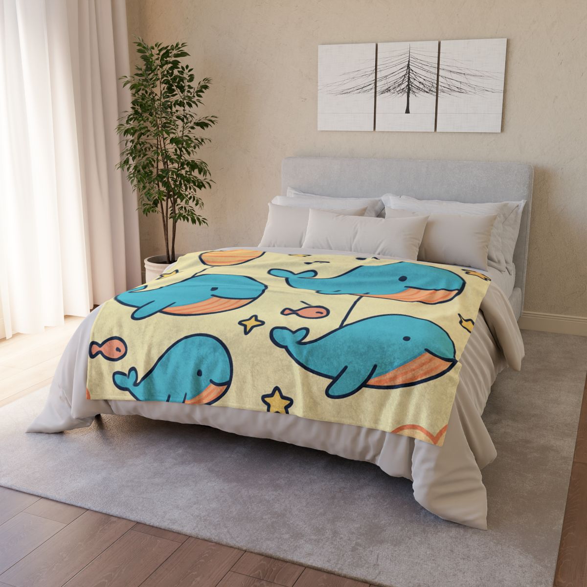 Cosmic Whale Parade soft fleece blankets