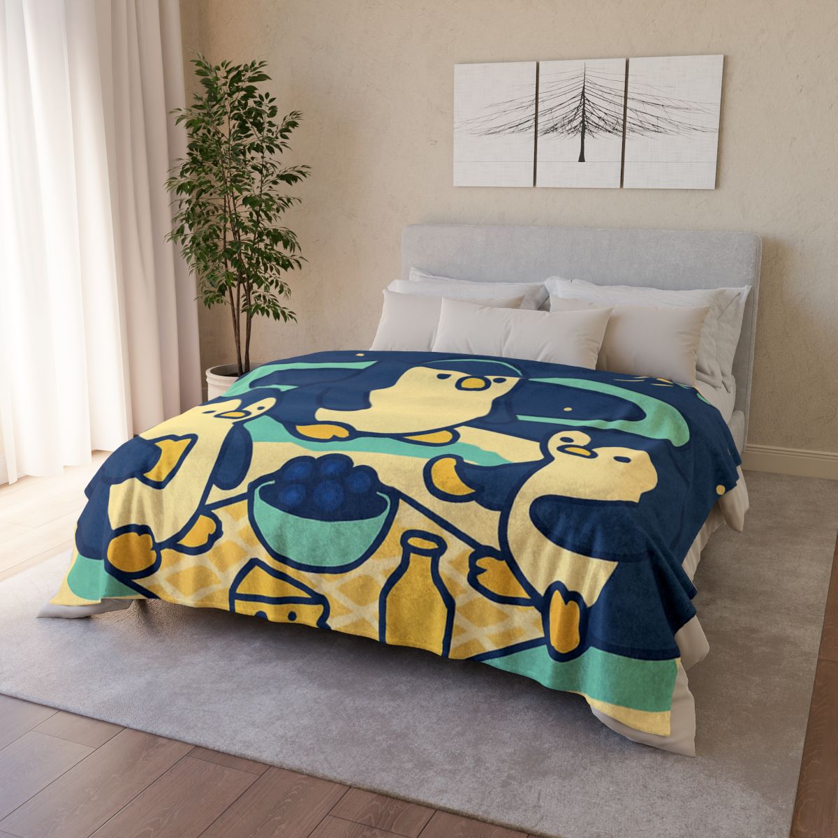 Planet Picnic Penguins soft fleece blankets
