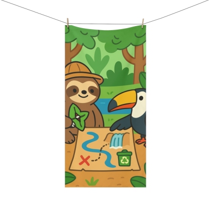 Rainforest Map Makers Sloth And Toucan custom towels