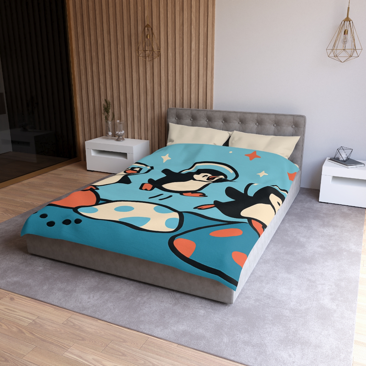 Planet Hopper Penguins personalized bedding duvets
