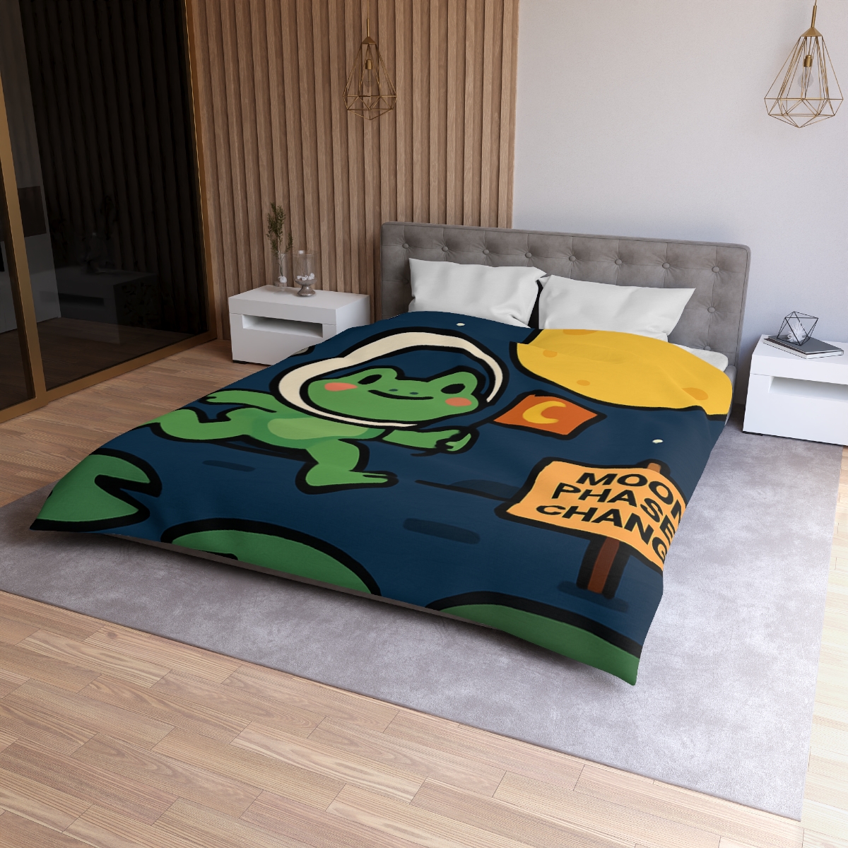 Moonlight Marsh Frog Astronaut warm winter duvets