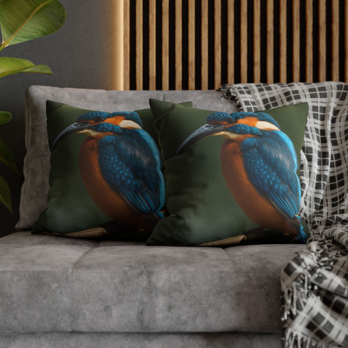 Azure Bolt Common Kingfisher designer print pillow cases