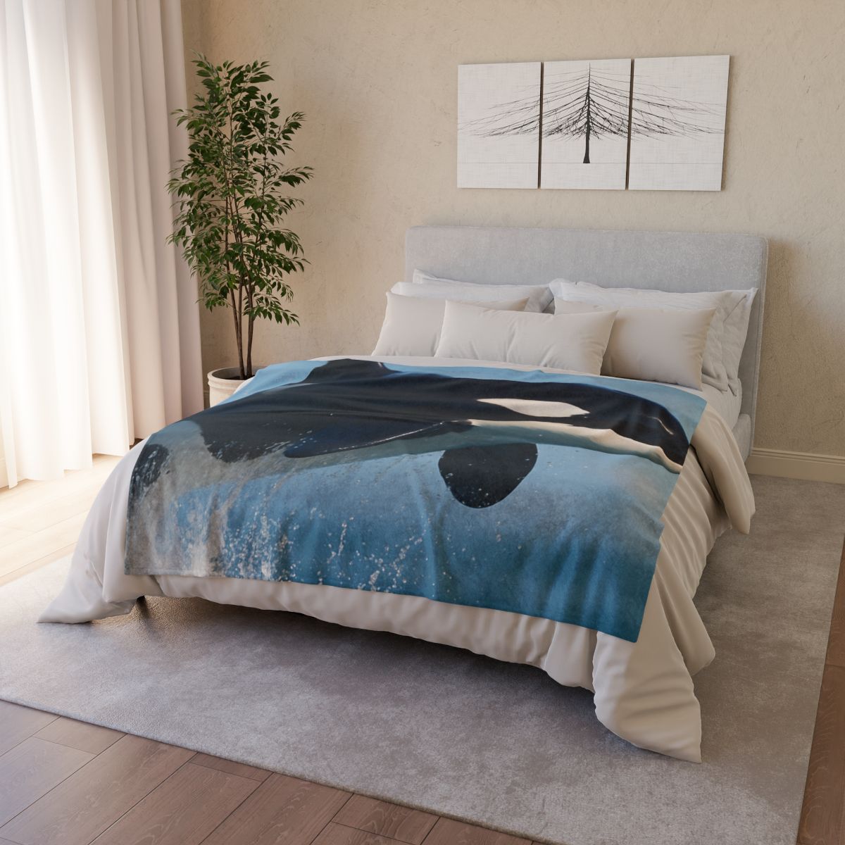 Tidal Monarch Orca soft fleece blankets