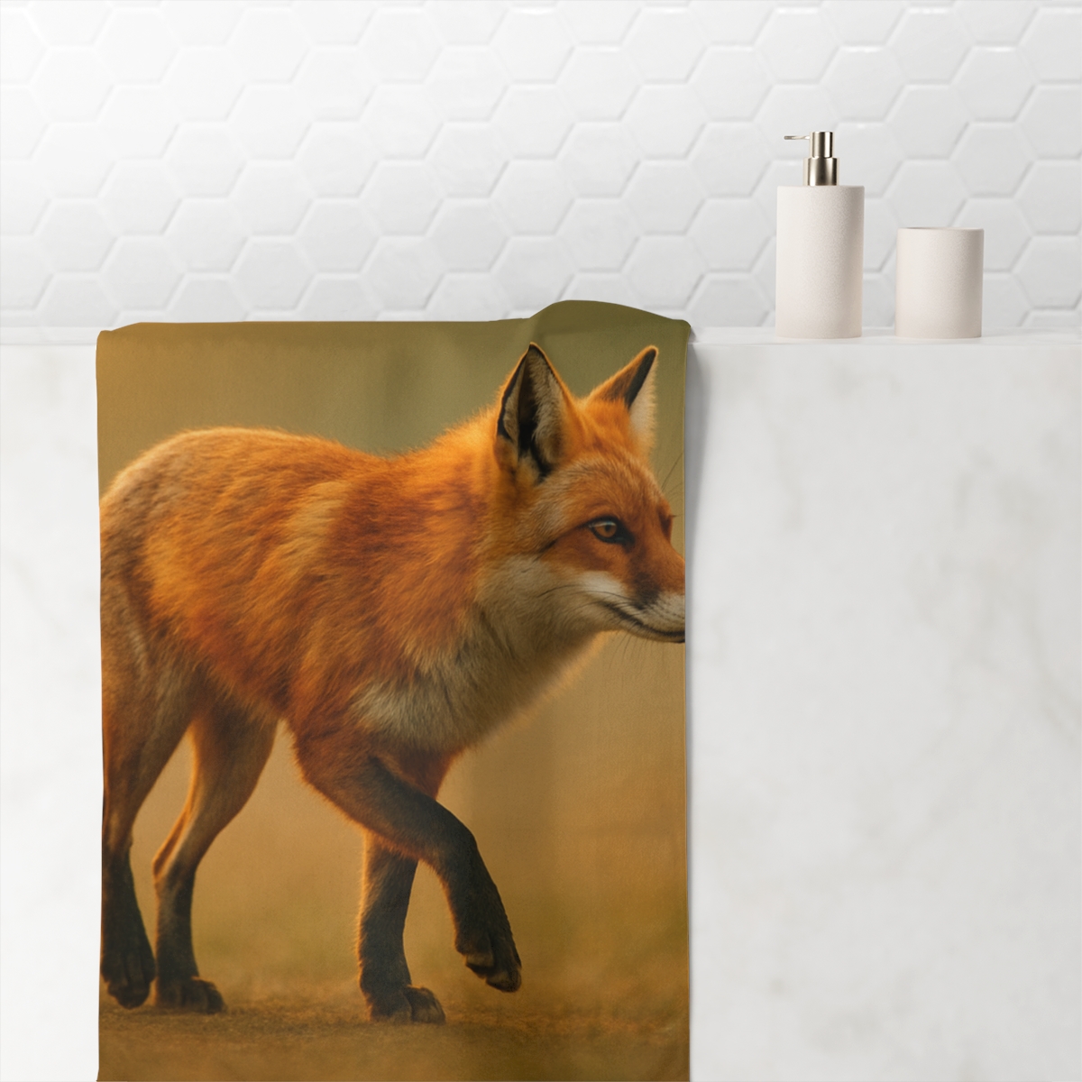 Crimson Gleam Red Fox custom towels