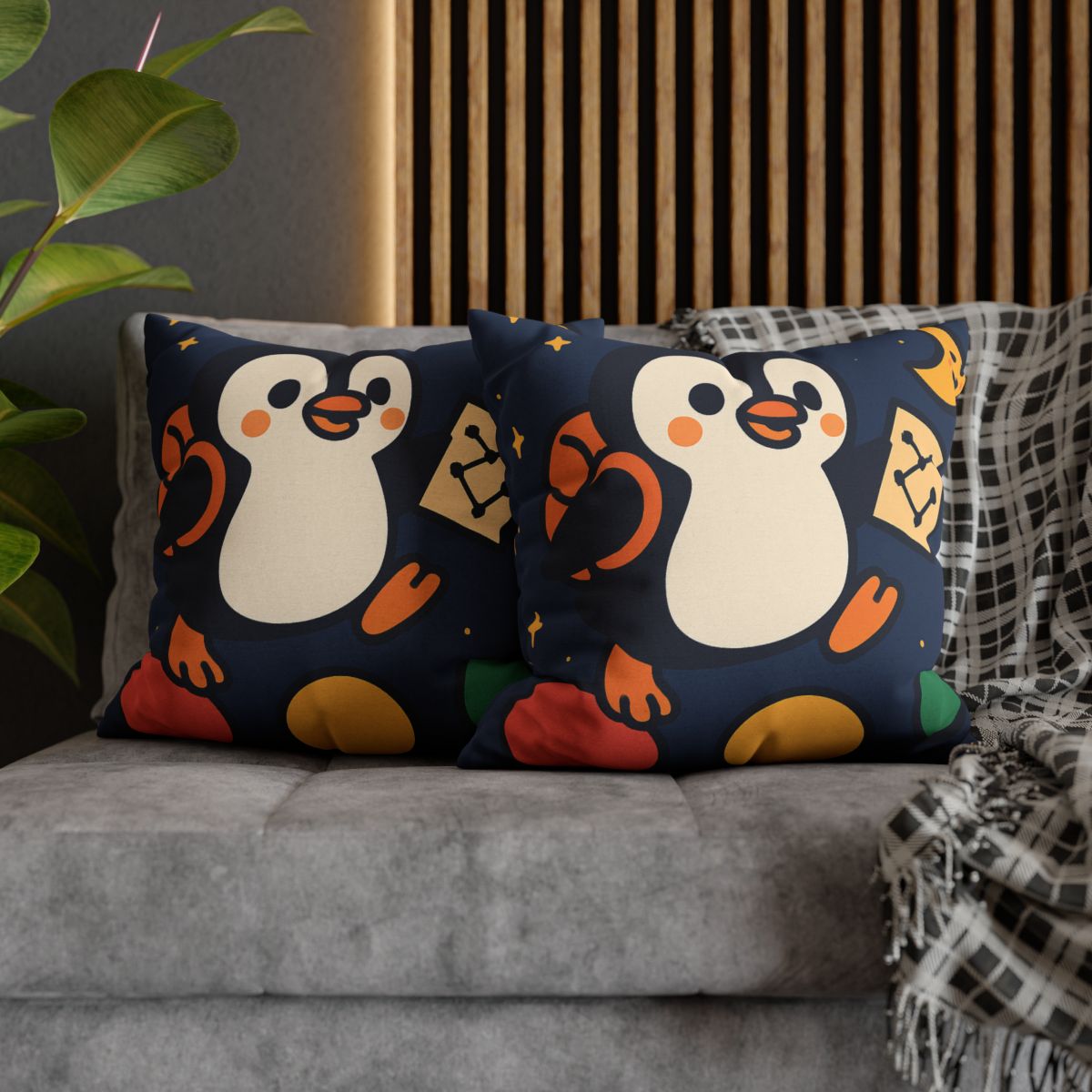 Planet Hopping Penguin Explorer comfortable bedding pillow covers