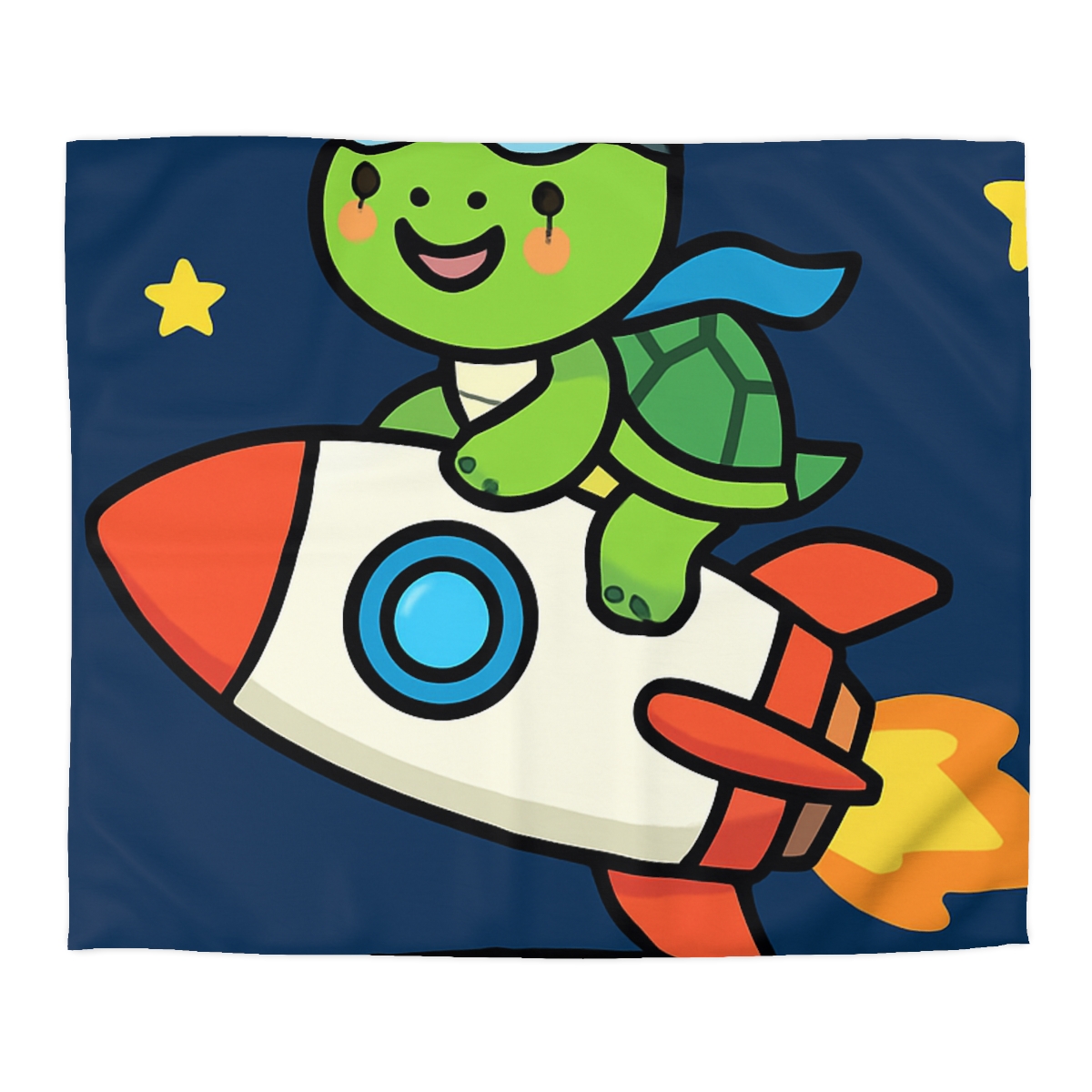 Rocket Riding Turtle To The Moon unique patterned duvets
