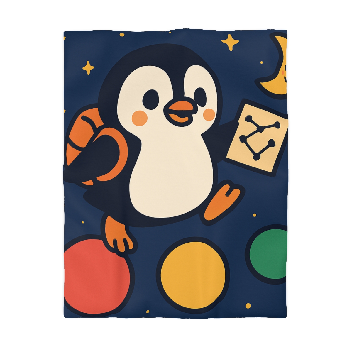 Planet Hopping Penguin Explorer unique patterned duvets
