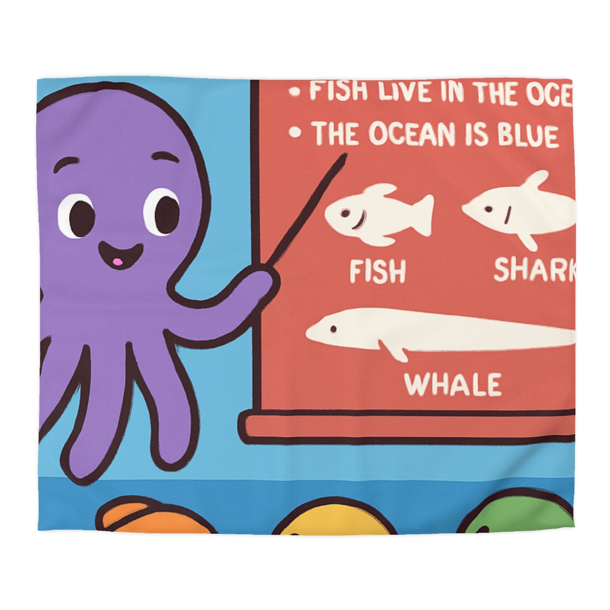 Coral Classroom With Professor Octopus designer printed duvets