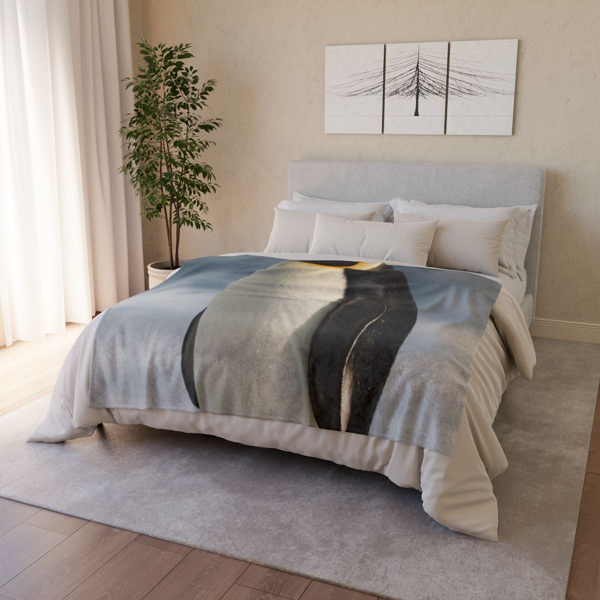 Aurora Drift Emperor Penguin trendy patterned blankets