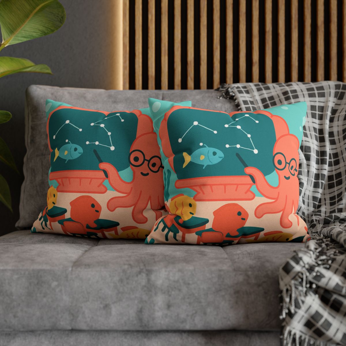 Cosmic Coral Classroom soft cotton pillow cases