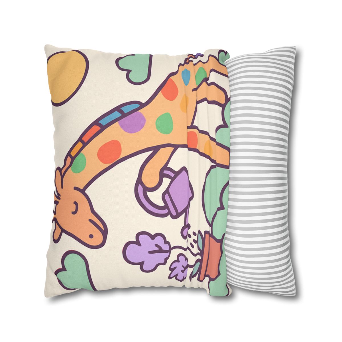 Cloud Garden With Rainbow Giraffe trendy patterned pillow cases